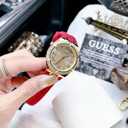  Shop Authentic Guess Cosmo Diamonds Gold Dial Red Rubber Strap Watch for Women - GW0034L6 - Luxxuri