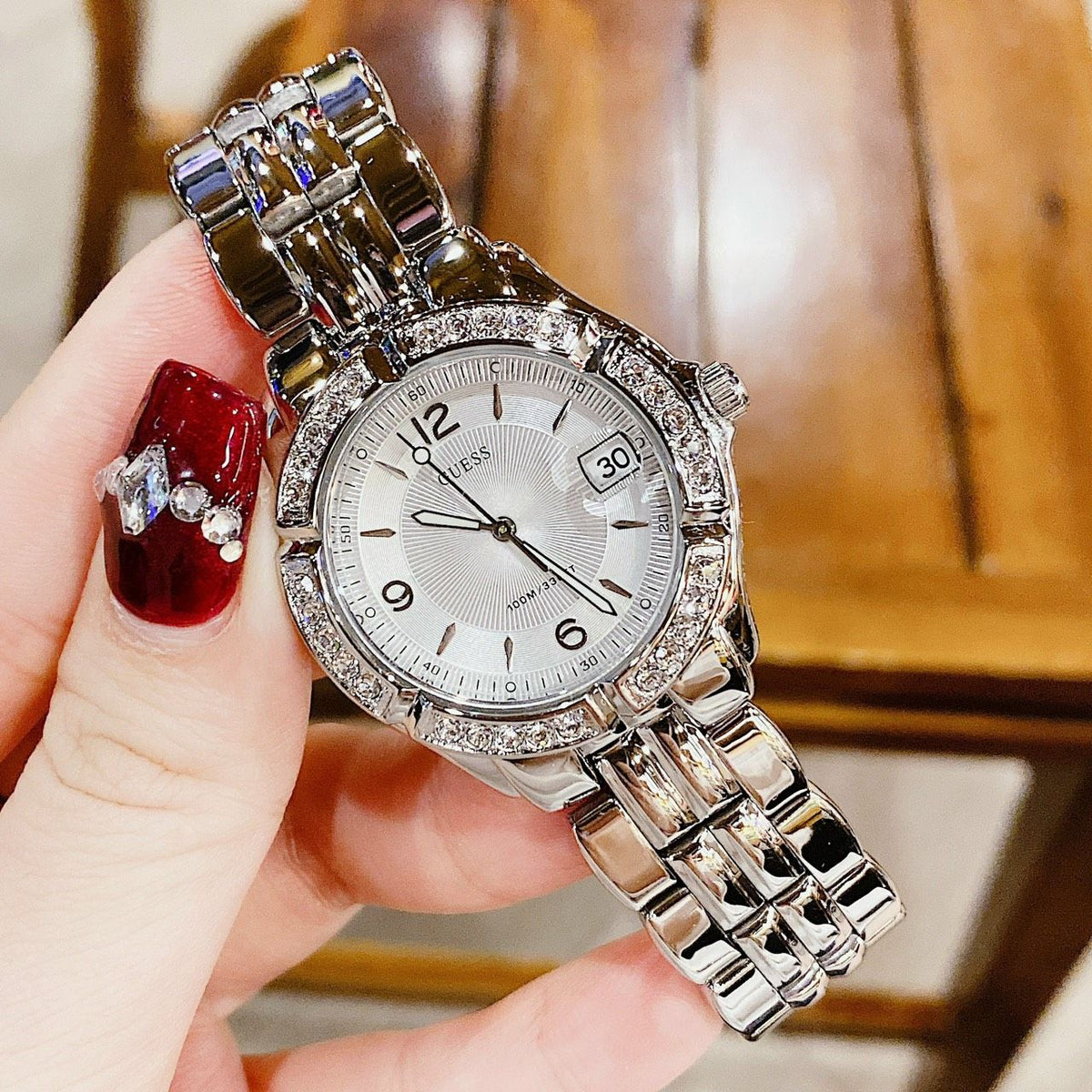  Shop Authentic Guess Water Pro Diamonds Silver Dial Silver Steel Strap Watch For Women - G75511M - Luxxuri