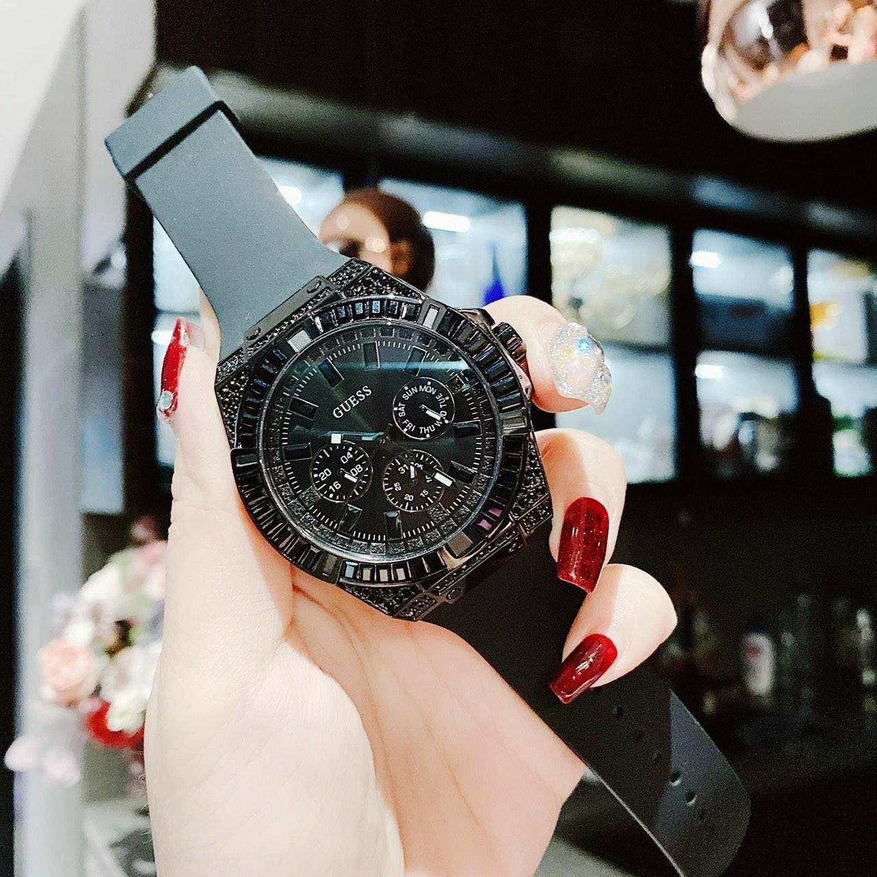  Shop Authentic Guess Zeus Multifunction Crystals Black Dial Black Silicone Strap Watch For Men - GW0208G5 - Luxxuri