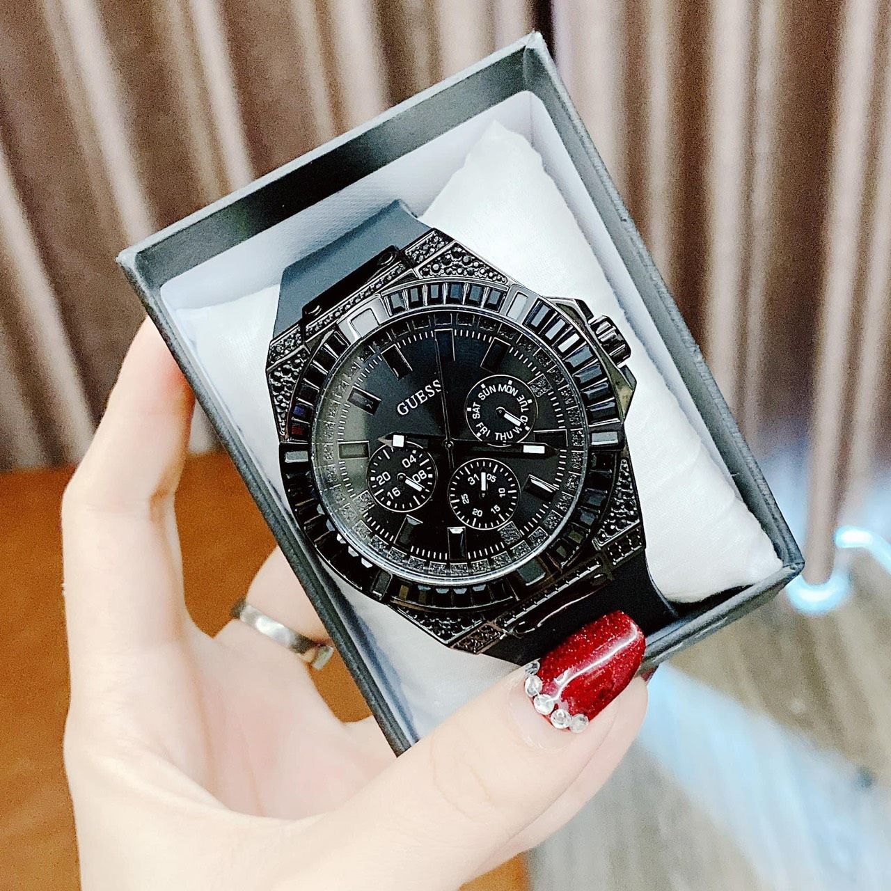  Shop Authentic Guess Zeus Multifunction Crystals Black Dial Black Silicone Strap Watch For Men - GW0208G5 - Luxxuri