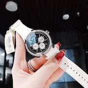  Shop Authentic Michael Kors Sidney Multifunction Black Dial White Silicone Strap Watch For Women - MK6947 - Luxxuri