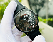  Shop Authentic Emporio Armani Meccanico Skeleton Black Dial Black Leather Strap Watch For Men - AR60046 - Luxxuri