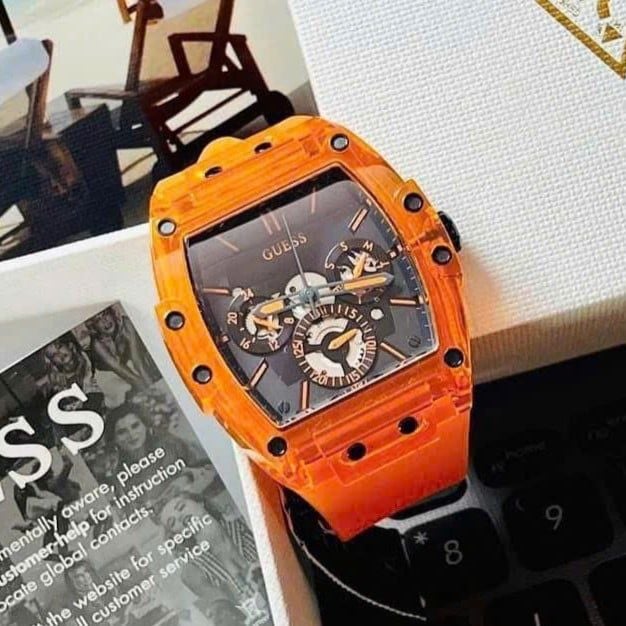  Shop Authentic Guess Phoenix Multifunction Black Dial Orange Rubber Strap Watch For Men - GW0203G10 - Luxxuri
