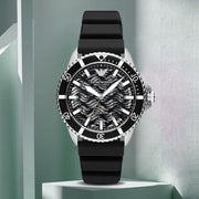  Shop Authentic Emporio Armani Meccanico Automatic Black Dial Black Silicone Strap Watch For Men - AR60062 - Luxxuri