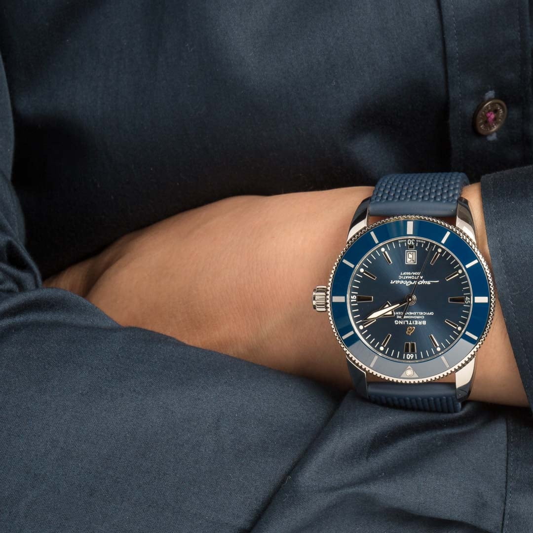  Shop Authentic Breitling Superocean Heritage B20 Automatic 46 Blue Dial Blue Mesh Bracelet Watch for Men - AB2020161C1S1 - Luxxuri