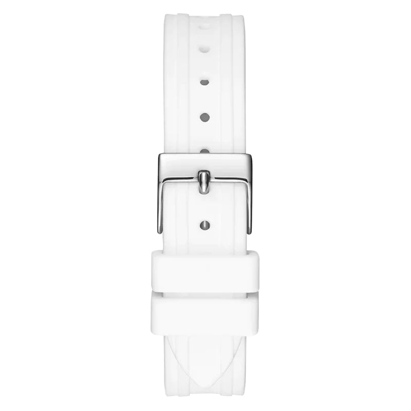  Shop Authentic Guess Sparkling Silver Dial White Rubber Strap Watch For Women - GW0032L1 - Luxxuri