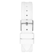  Shop Authentic Guess Sparkling Silver Dial White Rubber Strap Watch For Women - GW0032L1 - Luxxuri