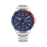  Shop Authentic Tommy Hilfiger Bank Chronograph Blue Dial Silver Steel Strap Watch for Men - 1791718 - Luxxuri