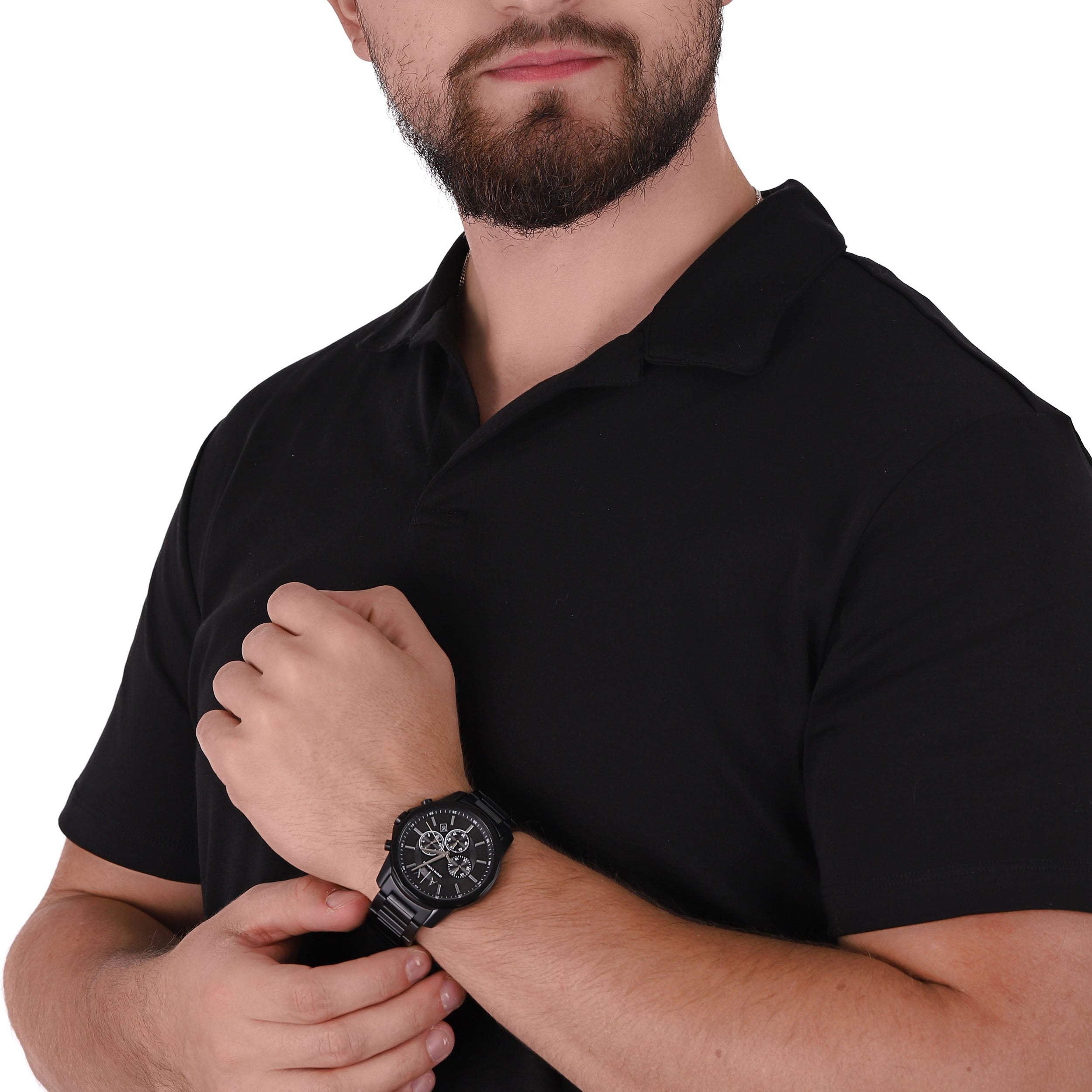  Shop Authentic Armani Exchange Banks Chronograph Black Dial Black Steel Strap Watch For Men - AX1722 - Luxxuri