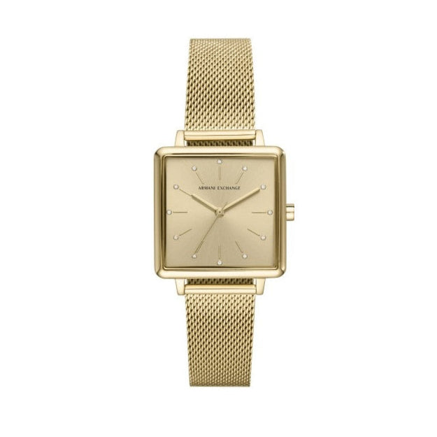 Shop Authentic Armani Exchange Lola Quartz Gold Dial Gold Mesh Strap Watch For Women - AX5801 - Luxxuri