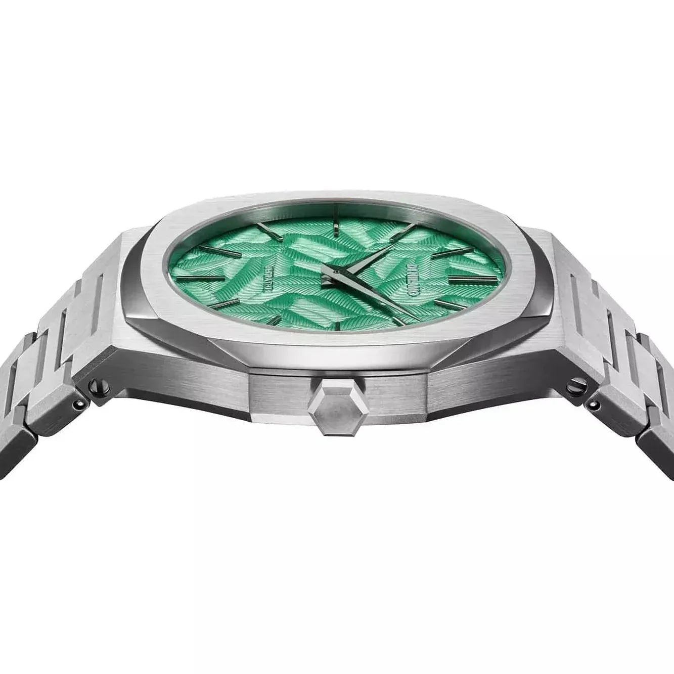 D1 Milano Ultra Thin Fir Green Dial Silver Steel Strap Watch for Men - D1-UTBJ34