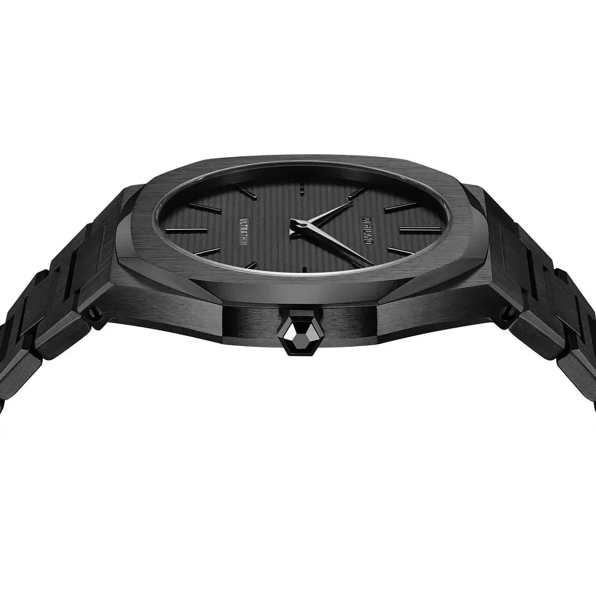 D1 Milano Ultra Thin Shadow Black Dial Black Steel Strap Watch for Men - D1-UTBJSH