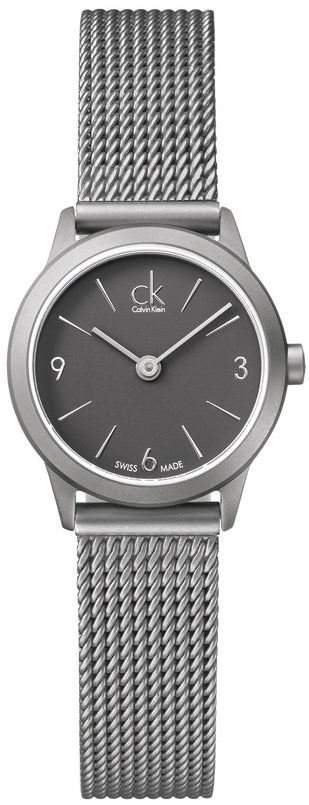  Shop Authentic Calvin Klein Minimal Grey Dial Silver Mesh Bracelet Watch for Women - K3M53154 - Luxxuri