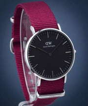  Shop Authentic Daniel Wellington Classic Roselyn Black Dial Maroon Nylon Strap Watch For Women - DW00100274 - Luxxuri