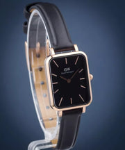  Shop Authentic Daniel Wellington Quadro Sheffield Black Dial Black Leather Strap Watch For Women - DW00100435 - Luxxuri