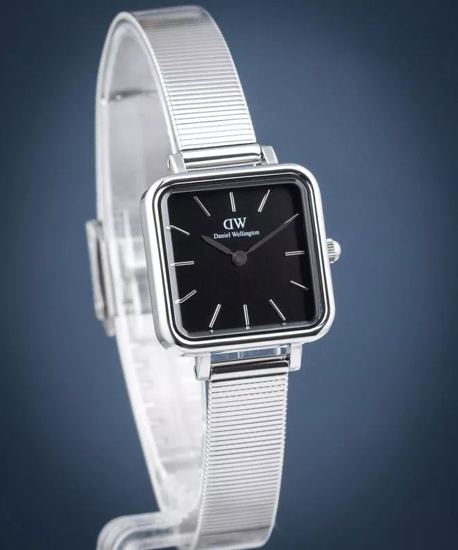  Shop Authentic Daniel Wellington Quadro Studio Black Dial Silver Mesh Strap Watch For Women - DW00100522 - Luxxuri