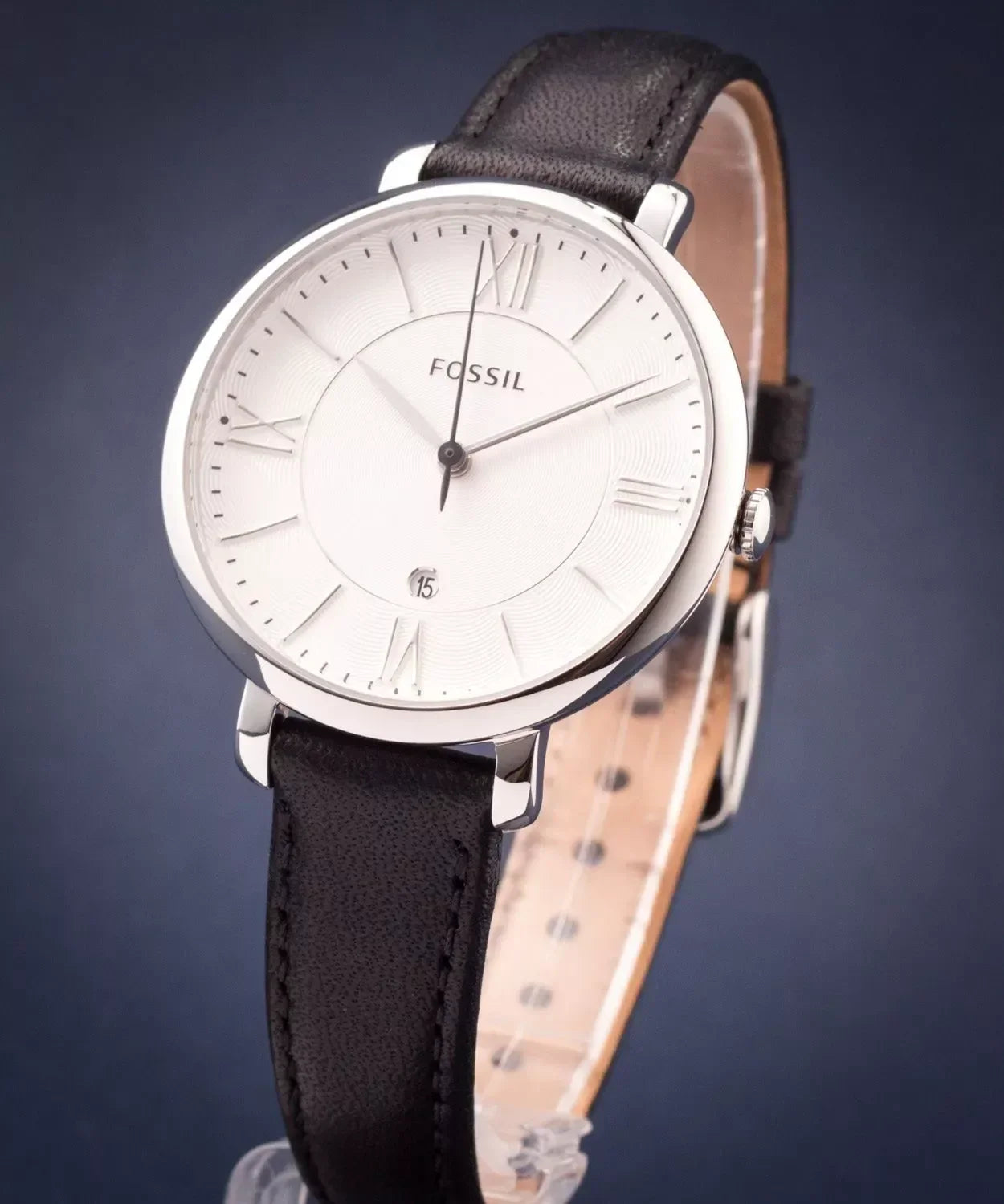  Shop Authentic Fossil Jacqueline Quartz White Dial Black Leather Strap Watch for Women - ES3972 - Luxxuri