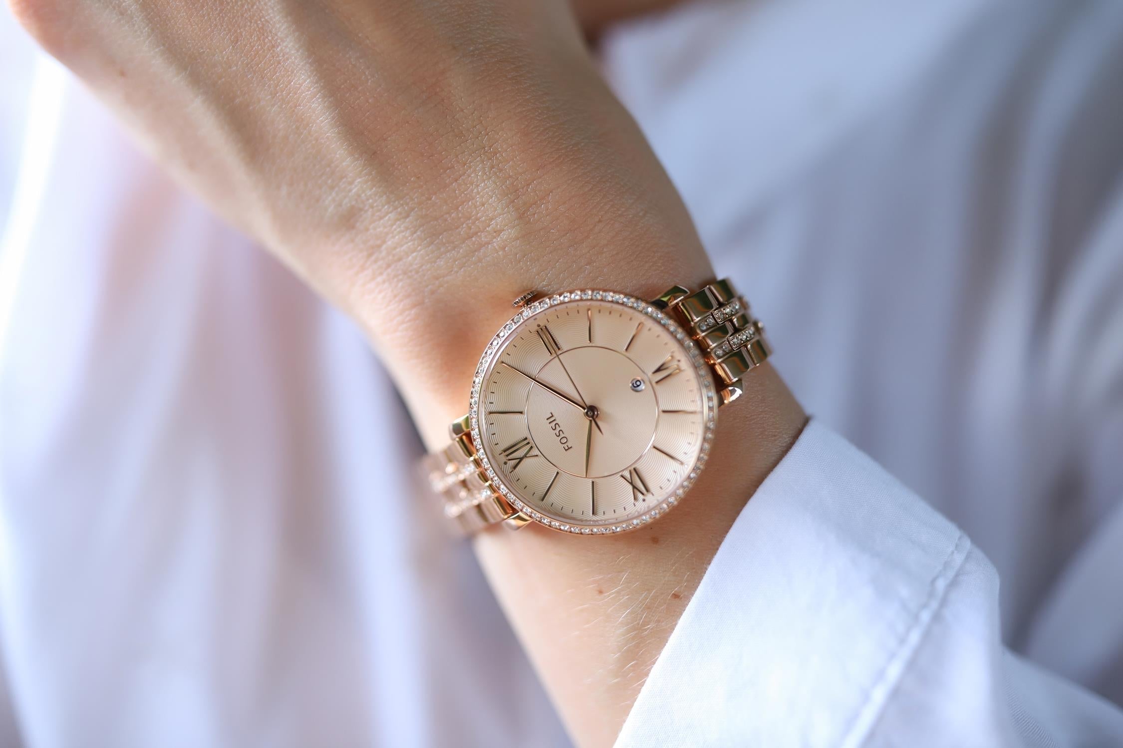  Shop Authentic Fossil Jacqueline Rose Gold Dial Rose Gold Steel Strap Watch for Women - ES3546 - Luxxuri