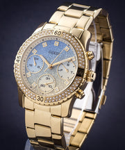  Shop Authentic Guess Confetti Diamonds Gold Dial Gold Steel Strap Watch for Women - W0774L2 - Luxxuri