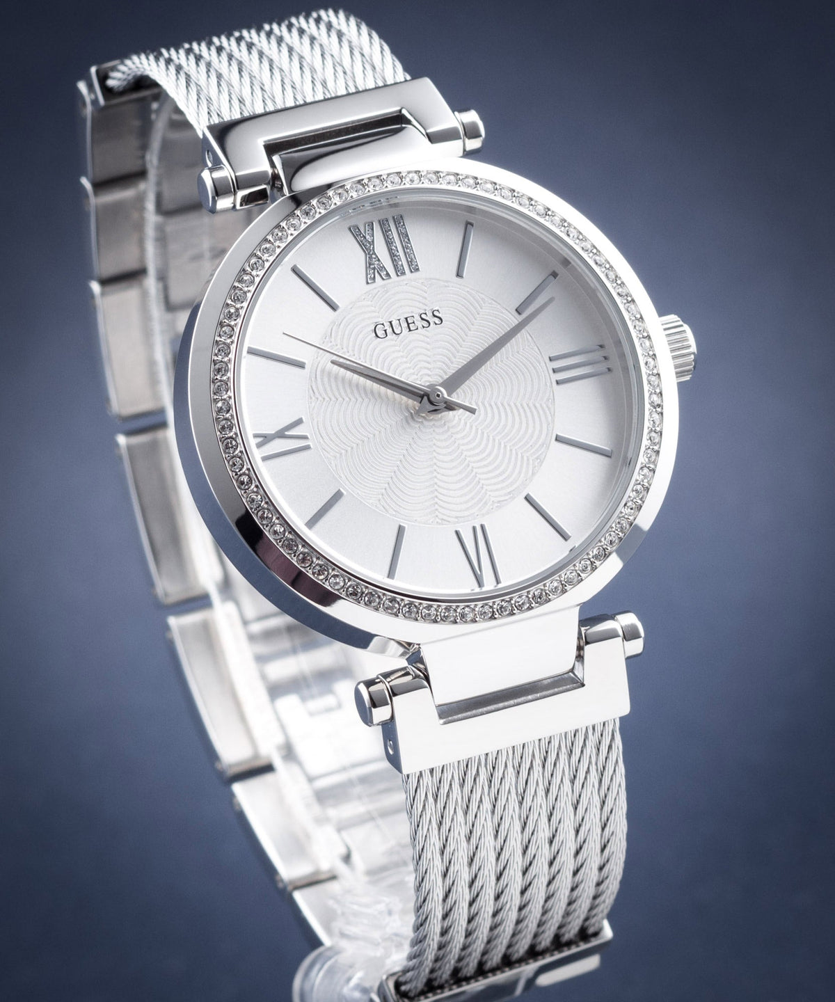  Shop Authentic Guess Soho Silver DIal Stainless Steel Mesh Bracelet Watch For Women - W0638L1 - Luxxuri