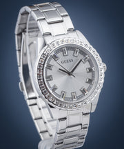  Shop Authentic Guess Sparkler Diamonds Silver Dial Silver Steel Strap Watch for Women - GW0111L1 - Luxxuri