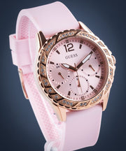  Shop Authentic Guess Sparkling Diamonds Pink Dial Pink Rubber Strap Watch for Women - W0032L9 - Luxxuri