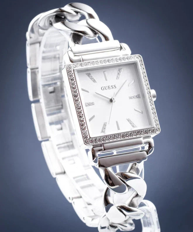  Shop Authentic Guess Vanity Diamonds White Dial Silver Steel Strap Watch for Women - W1030L1 - Luxxuri