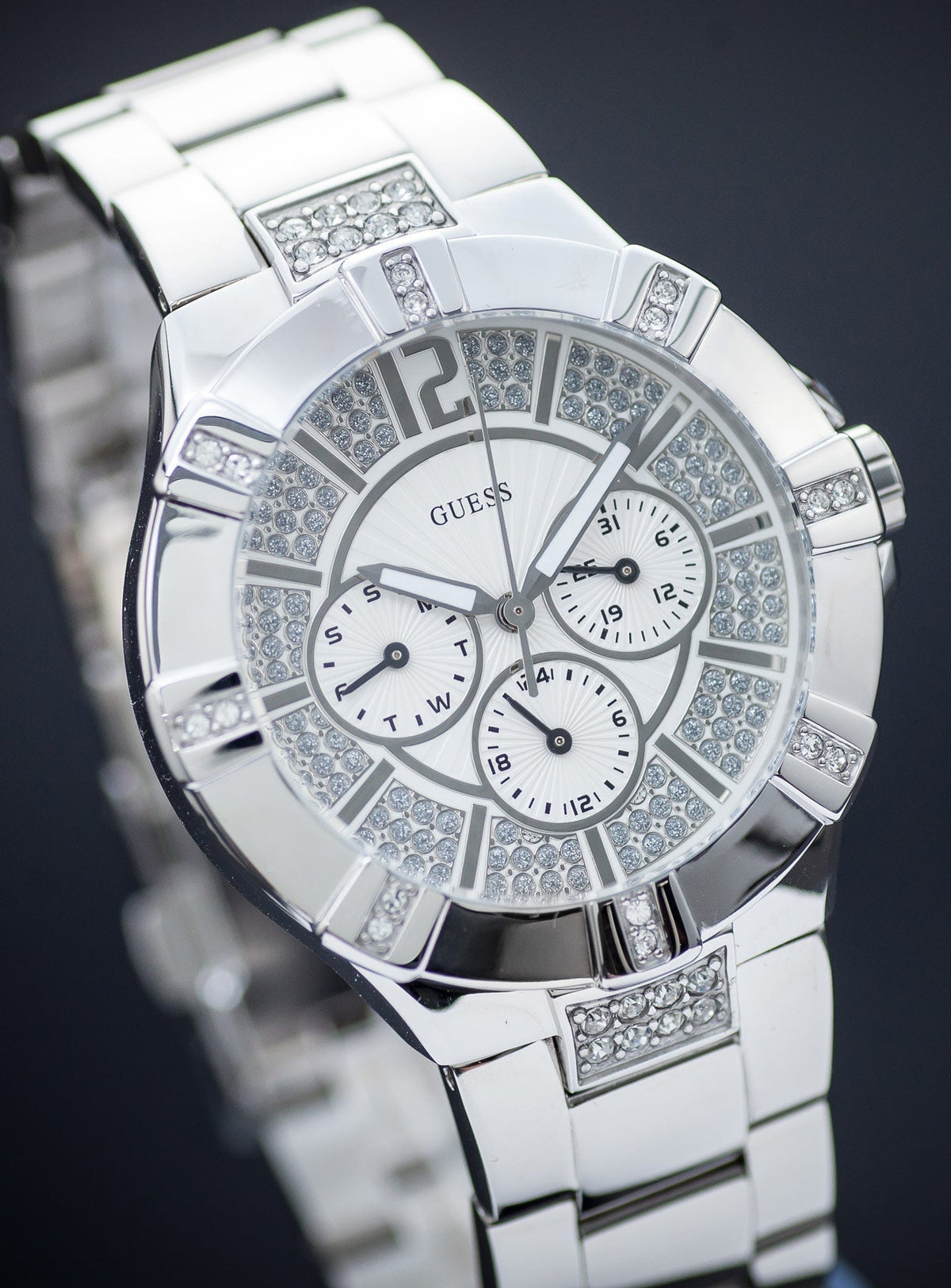  Shop Authentic Guess Vista Diamonds Silver Dial Silver Steel Strap Watch for Women - W12080L1 - Luxxuri