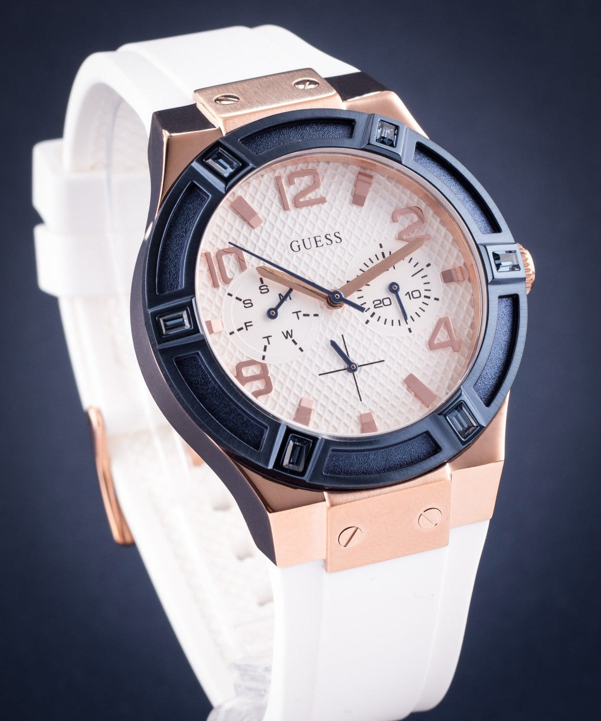  Shop Authentic Guess Jet Setter White Dial White Rubber Strap Watch for Women - W0564L1 - Luxxuri