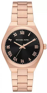  Shop Authentic Michael Kors Lennox Three Hand Black Dial Rose Gold Steel Strap Watch For Women - MK7392 - Luxxuri