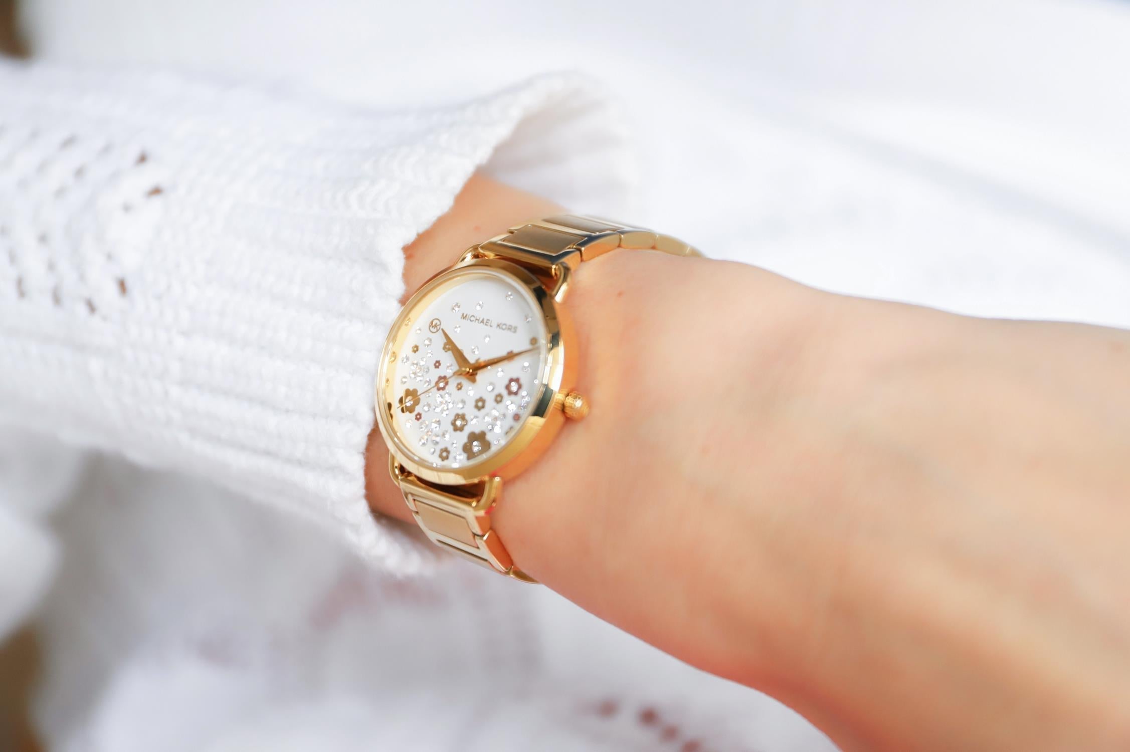  Shop Authentic Michael Kors Portia Quartz White Dial Gold Steel Strap Watch for Women - MK3840 - Luxxuri