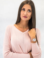  Shop Authentic Michael Kors Pyper Analog White Dial Pink Leather Strap Watch For Women - MK2803 - Luxxuri