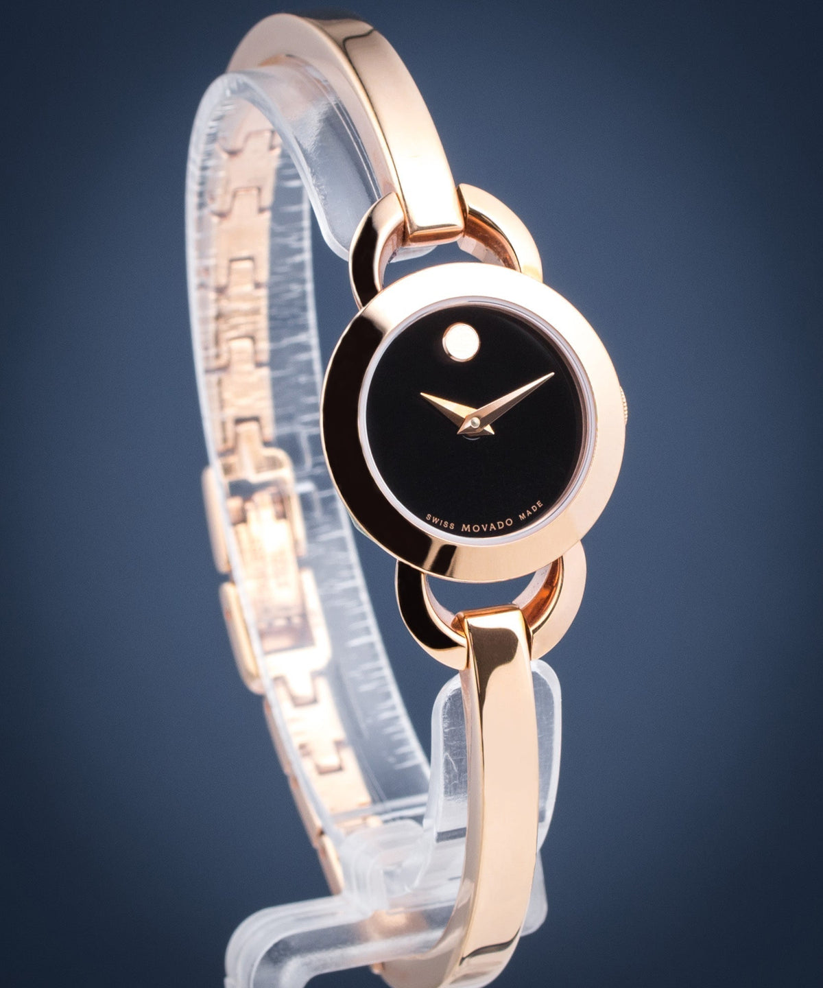  Shop Authentic Movado Rondiro 22mm Black Dial Rose Gold Steel Strap Watch For Women - 0607065 - Luxxuri