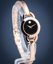  Shop Authentic Movado Rondiro 22mm Black Dial Rose Gold Steel Strap Watch For Women - 0607065 - Luxxuri