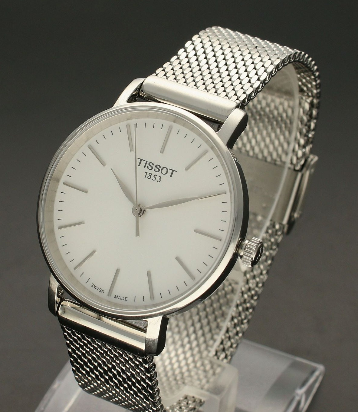  Shop Authentic Tissot Everytime Lady Silver Dial Silver Mesh Bracelet Watch for Women - T143.210.11.011.00 - Luxxuri