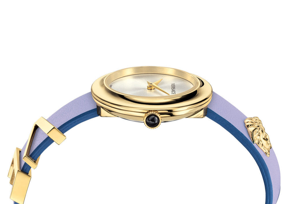  Shop Authentic Versace V-Flare Silver Dial Purple Leather Strap Watch for Women - VEBN00318 - Luxxuri