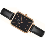  Shop Authentic Daniel Wellington Quadro Sheffield Black Dial Black Leather Strap Watch For Women - DW00100435 - Luxxuri