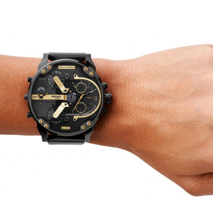  Shop Authentic Diesel Mr. Daddy 2.0 Black Dial Black Steel Strap Watch For Men - DZ7435 - Luxxuri
