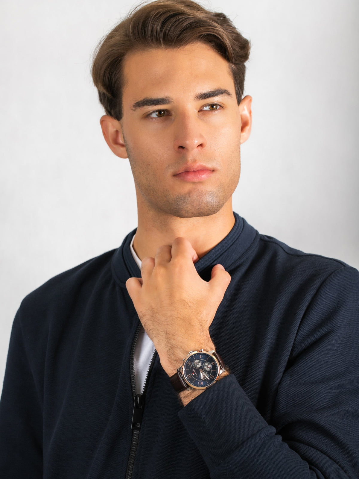  Shop Authentic Tommy Hilfiger Keagan Chronograph Blue Dial Brown Leather Strap Watch for Men - 1791290 - Luxxuri