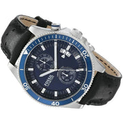  Shop Authentic Fossil Wakefield Chronograph Blue Dial Black Leather Strap Watch for Women - CH2945 - Luxxuri