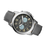  Shop Authentic Fossil Grant Chronograph Gunmetal Grey Dial Grey Leather Strap Watch for Men - FS5183 - Luxxuri