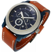  Shop Authentic Fossil Machine Chronograph Blue Dial Brown Leather Strap Watch for Men - FS5232 - Luxxuri