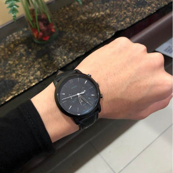  Shop Authentic Fossil Neutra Chronograph Black Dial Black Leather Strap Watch for Men - FS5503 - Luxxuri
