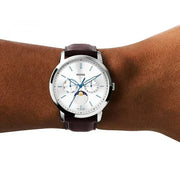  Shop Authentic Fossil Neutra Minimalist Moonphase Silver Dial Brown Leather Strap Watch for Men - FS5905 - Luxxuri