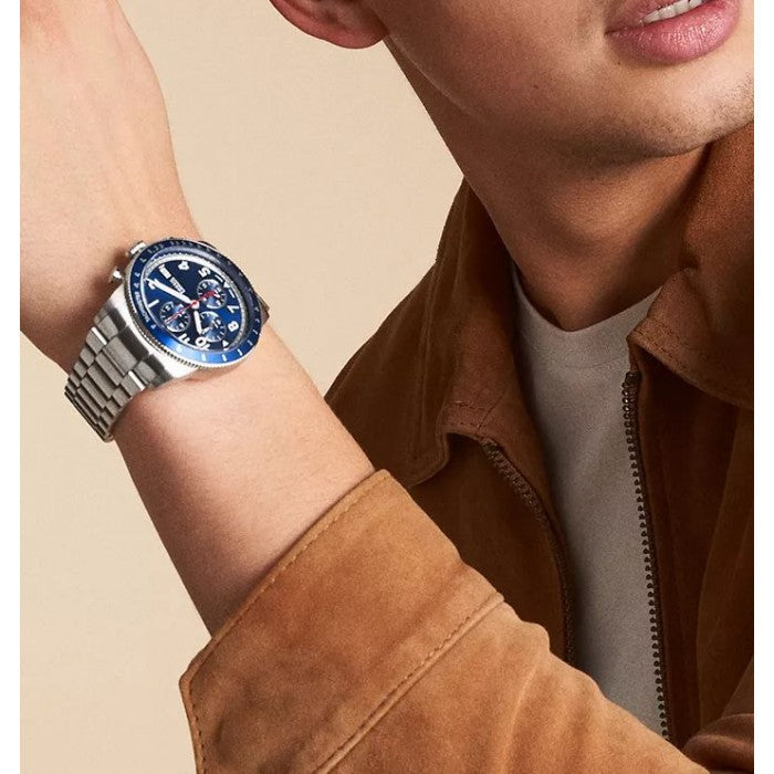  Shop Authentic Fossil Sport Tourer Chronograph Blue Dial Silver Steel Strap Watch for Men - FS6047 - Luxxuri