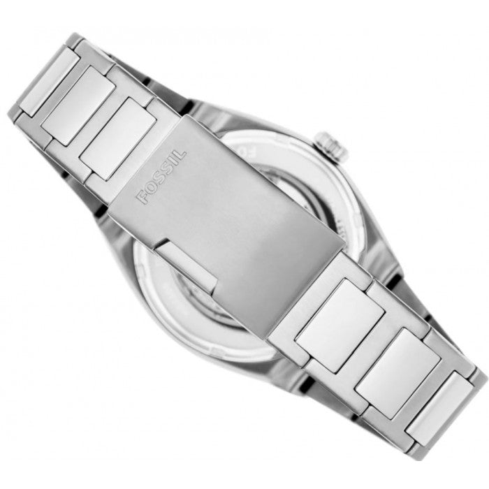  Shop Authentic Fossil Everett Automatic Skeleton Blue Dial Silver Steel Strap Watch for Men - ME3220 - Luxxuri