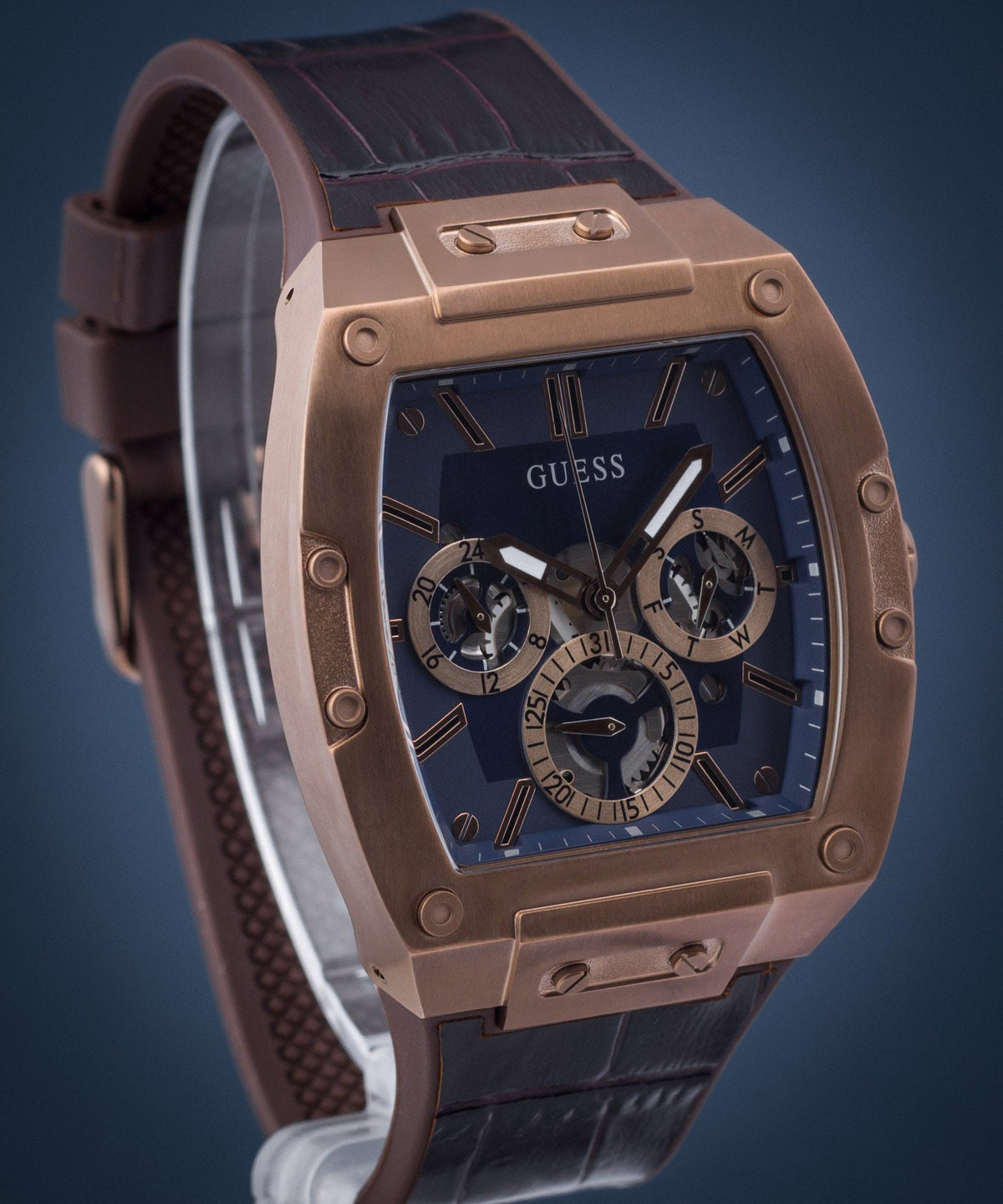  Shop Authentic Guess Phoenix Multifunction Blue Dial Brown Leather Strap Watch for Men - GW0202G2 - Luxxuri