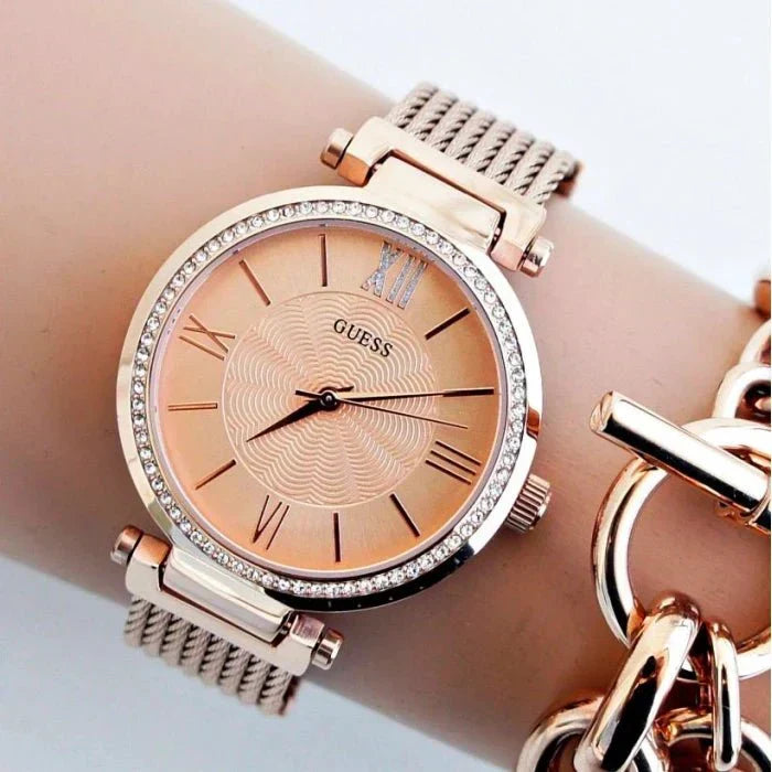  Shop Authentic Guess Soho Rose Gold Dial Stainless Steel Watch For Women - W0638L4 - Luxxuri