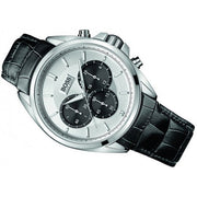  Shop Authentic Hugo Boss Driver Chronograph Quartz Silver Dial Black Leather Strap Watch For Men - 1512880 - Luxxuri