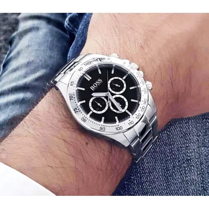 Shop Authentic Hugo Boss Ikon Black Dial Silver Steel Strap Watch for Men - 1512965 - Luxxuri